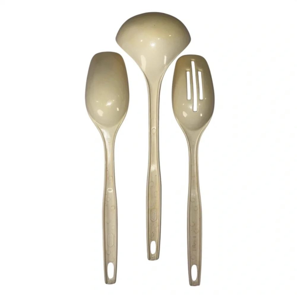 Vintage Foley Cream Nylon Slotted & Basting Spoon Soup Ladle Kitchen Utensils